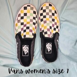 VANS Off the Wall Glitter Checkered Slip On Low Sneakers W7